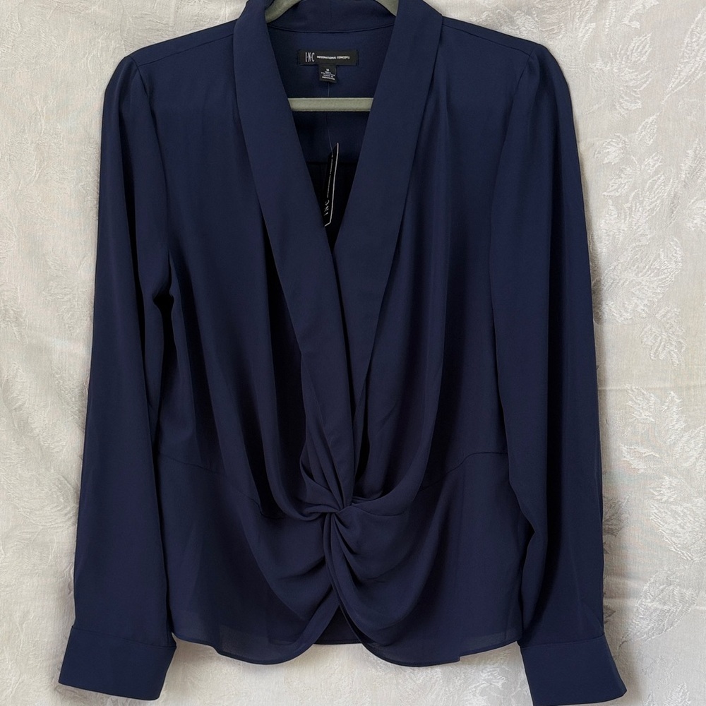 INC International Concepts Indigo Sea Blouse Size M  NWT